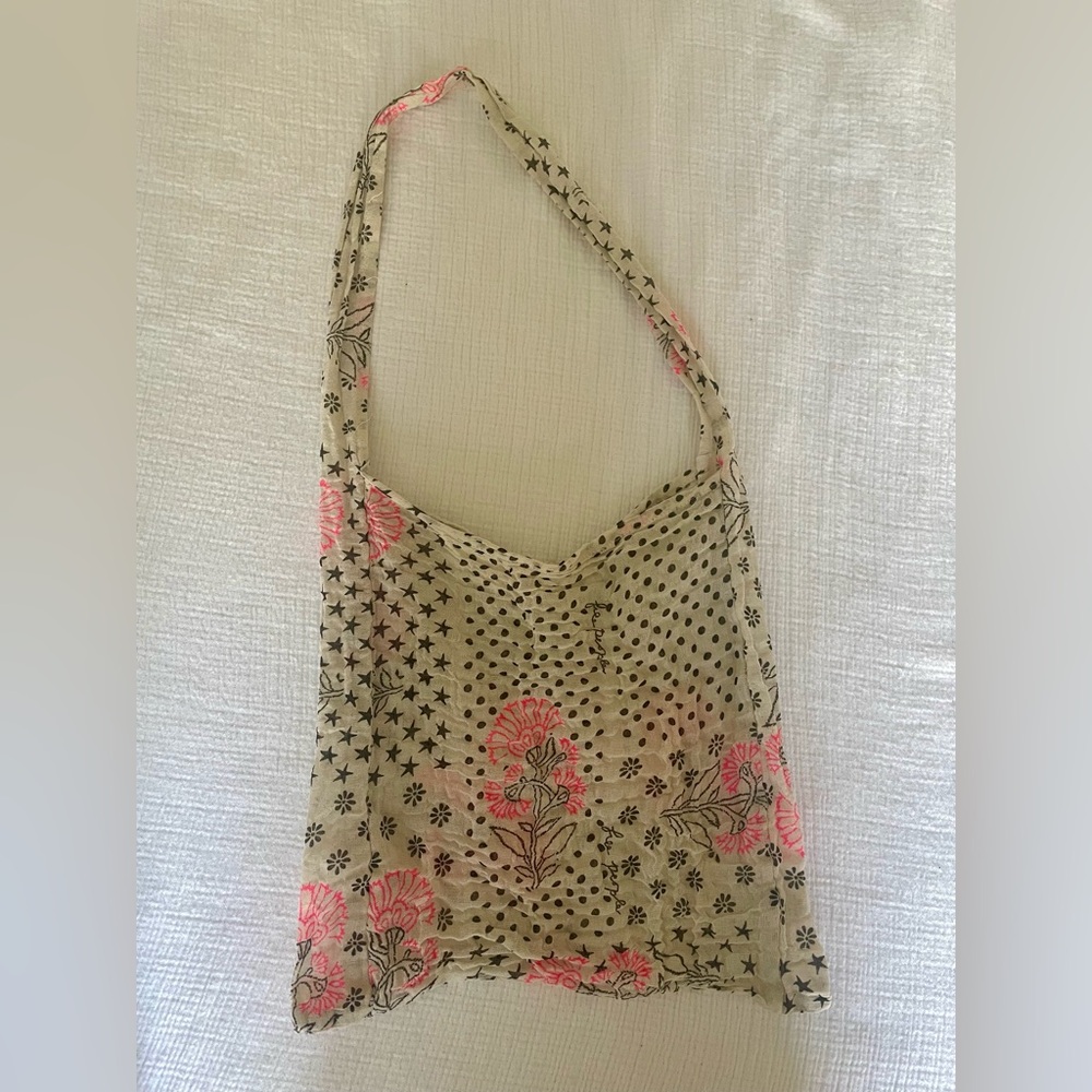 Free People Starry Floral Tote - Pink and Black